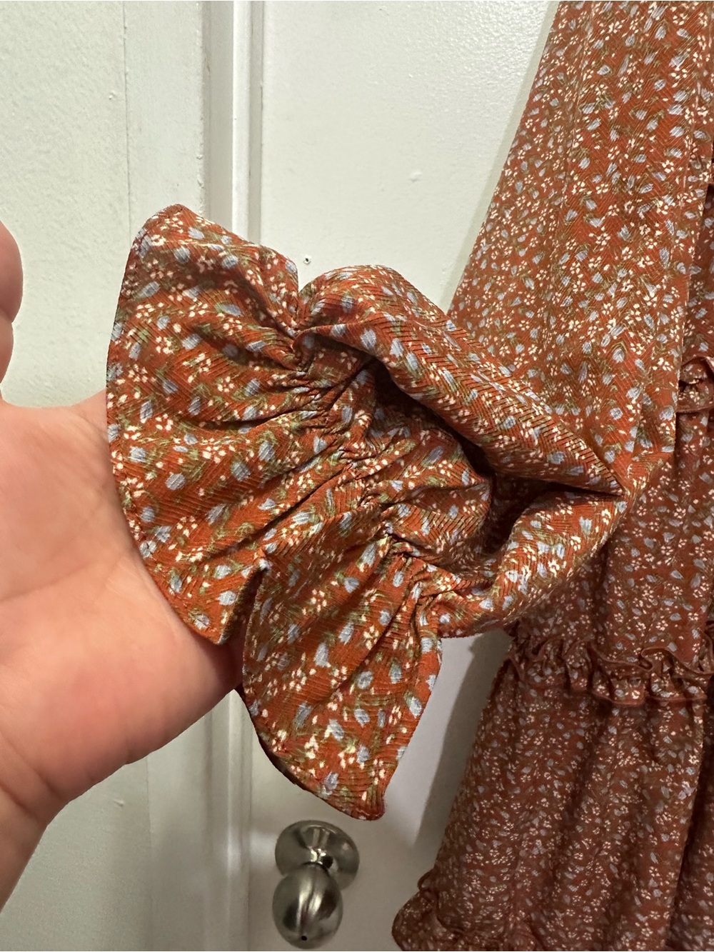 Lulu's Admire You Rust Orange Floral Ruffle Minidress Sz M - Picture 5 of 6